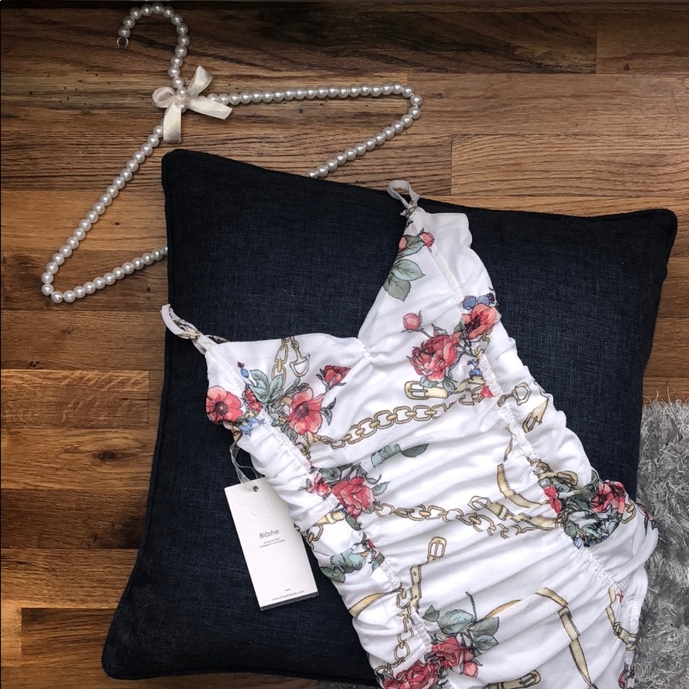 Blashe Roses Chains Bodysuit Medium White Red